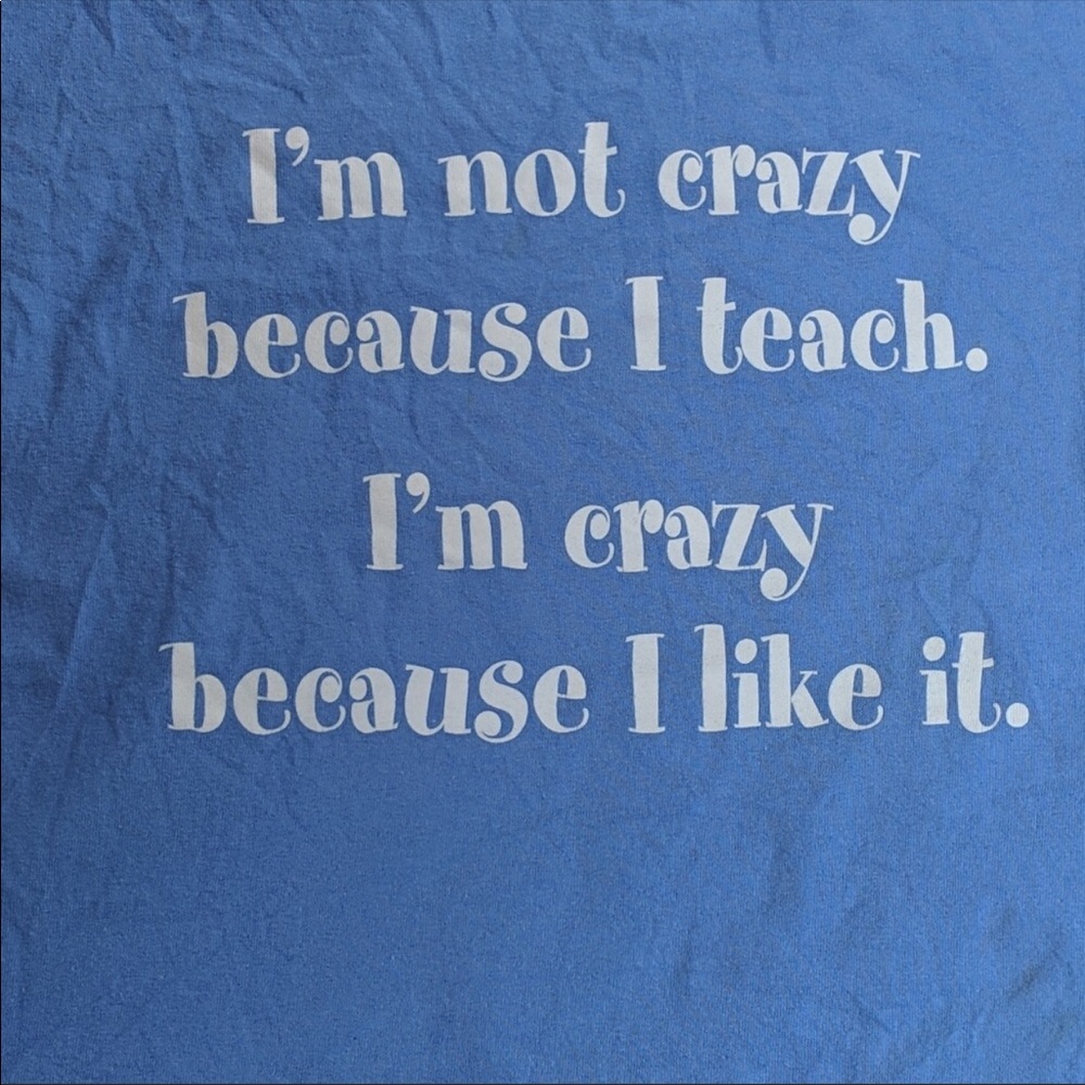 Miz Crazy Teacher Powder Blue Graphic T-shirt L - Picture 2 of 7
